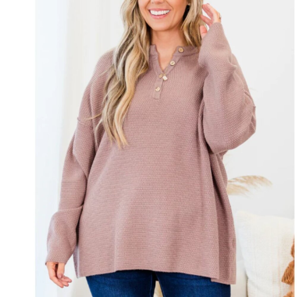 Chic Soul Please Take Me With You Sweater, Taupe size 3X